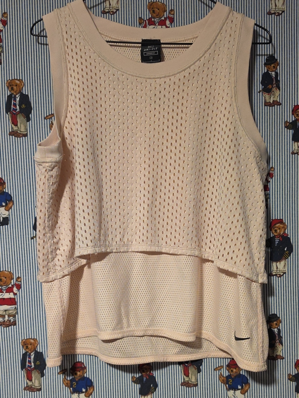 Nike Women’s Layered Mesh Tank Top - Pale Beige Large
